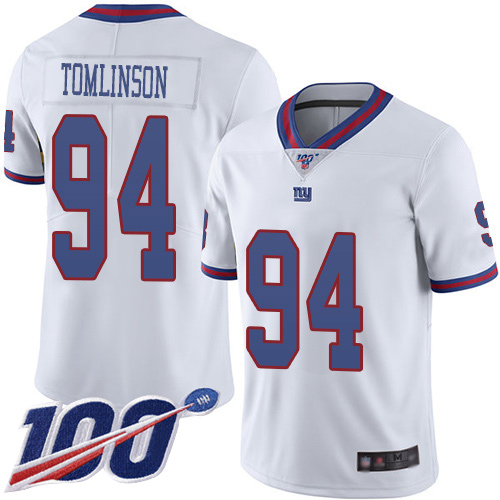 Men New York Giants 94 Dalvin Tomlinson Limited White Rush Vapor Untouchable 100th Season Football NFL Jersey